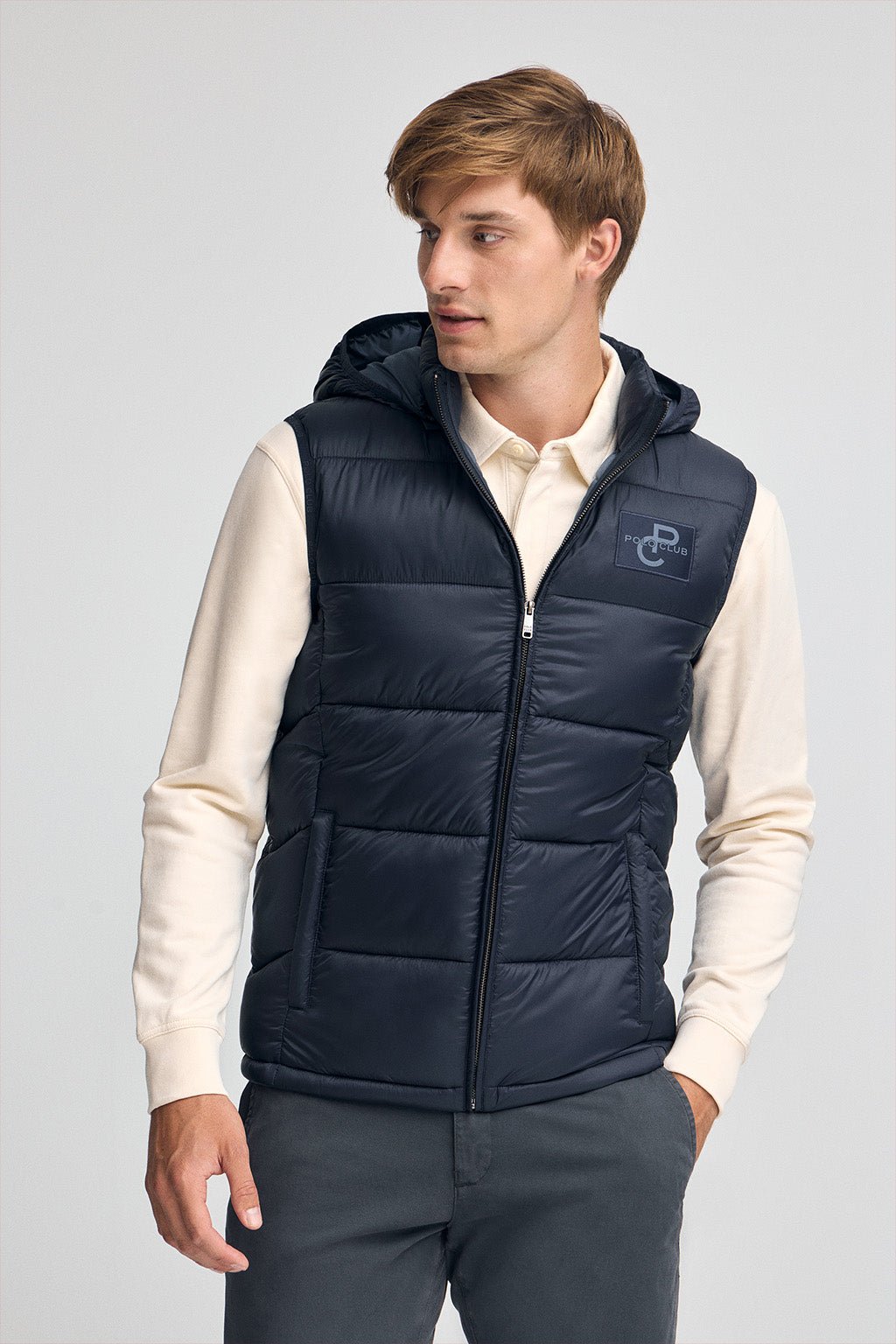 Weste Ultralight marineblau mit Polo Club-Logo