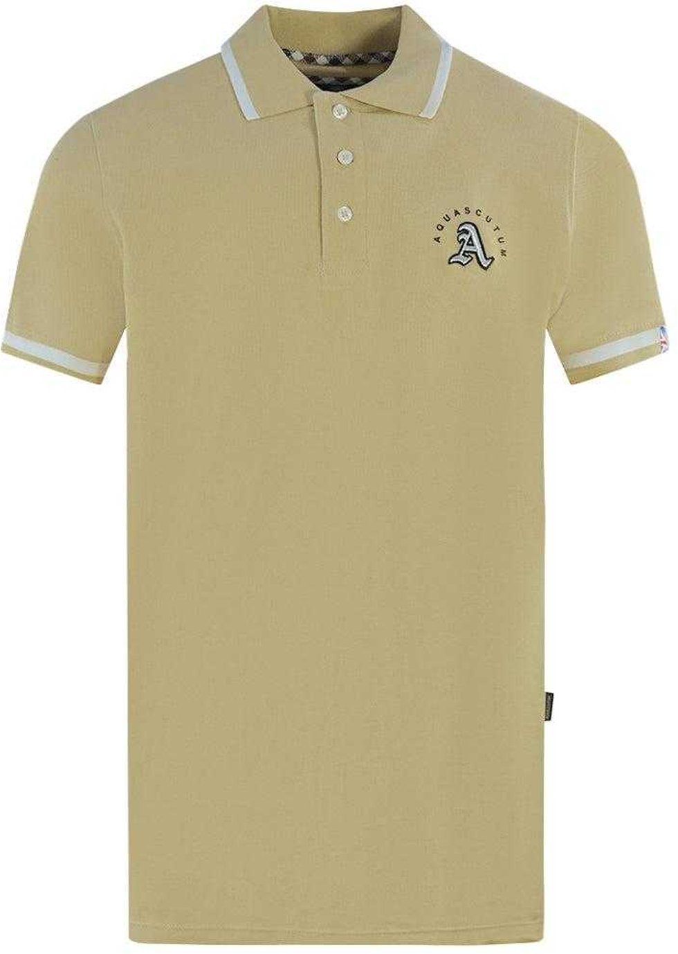 Aquascutum Unisex Erwachsene Geprägtes Polo-Shirt mit Kontrastbesatz (Beige)