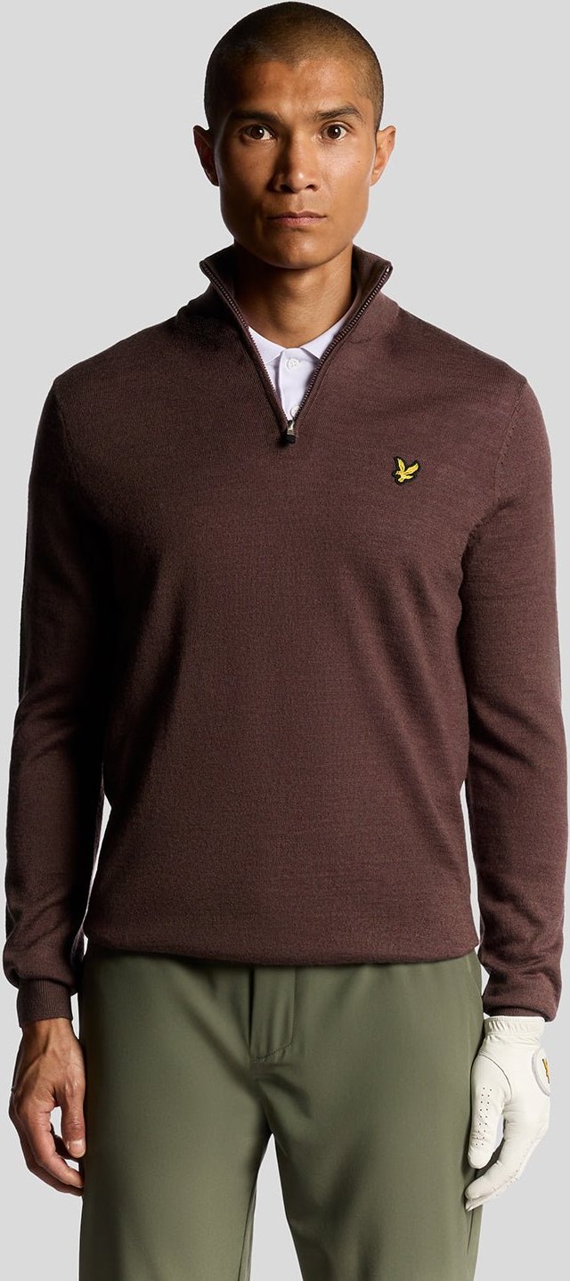 Lyle & Scott Golf 1/4 Zip Wollmischung Pullover - Lila
