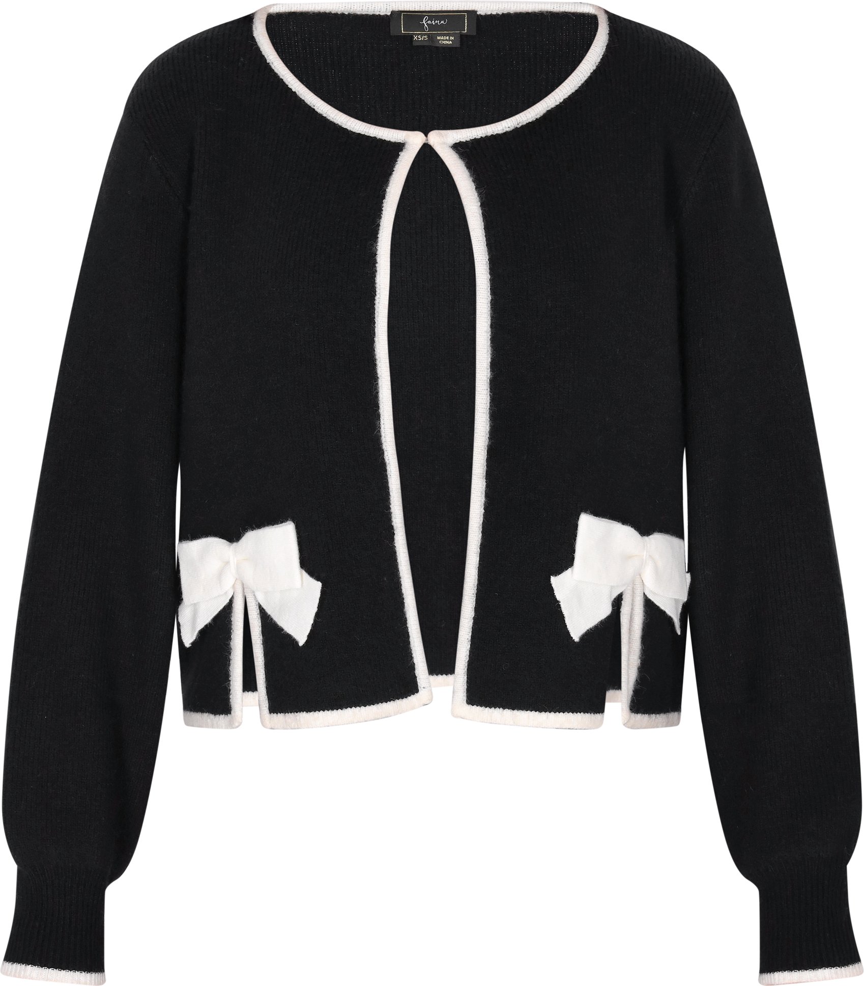 Faina Strickjacke Damen schwarz weiss