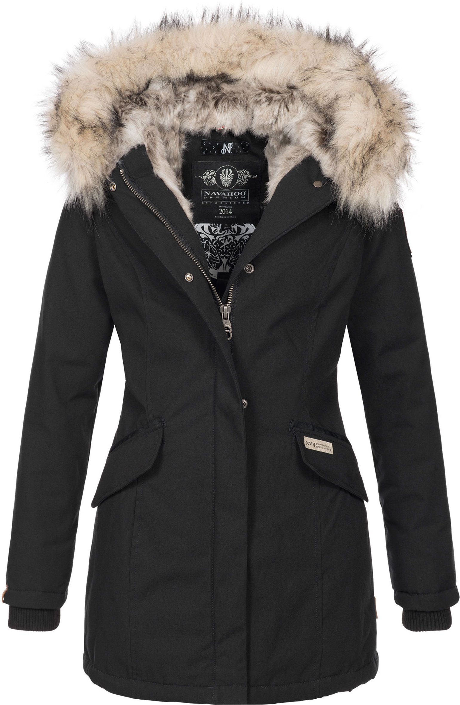 Navahoo Damen Winter Parka Cristal – Premium Kollektion mit Abnehmbarem Kunstfellkragen