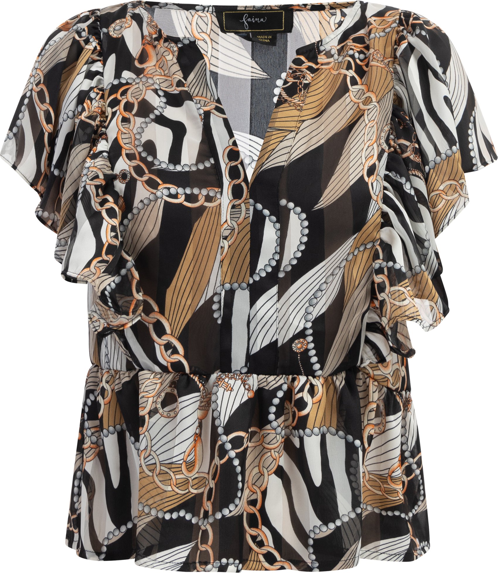 Faina Bluse Damen Schwarz Mehrfarbig