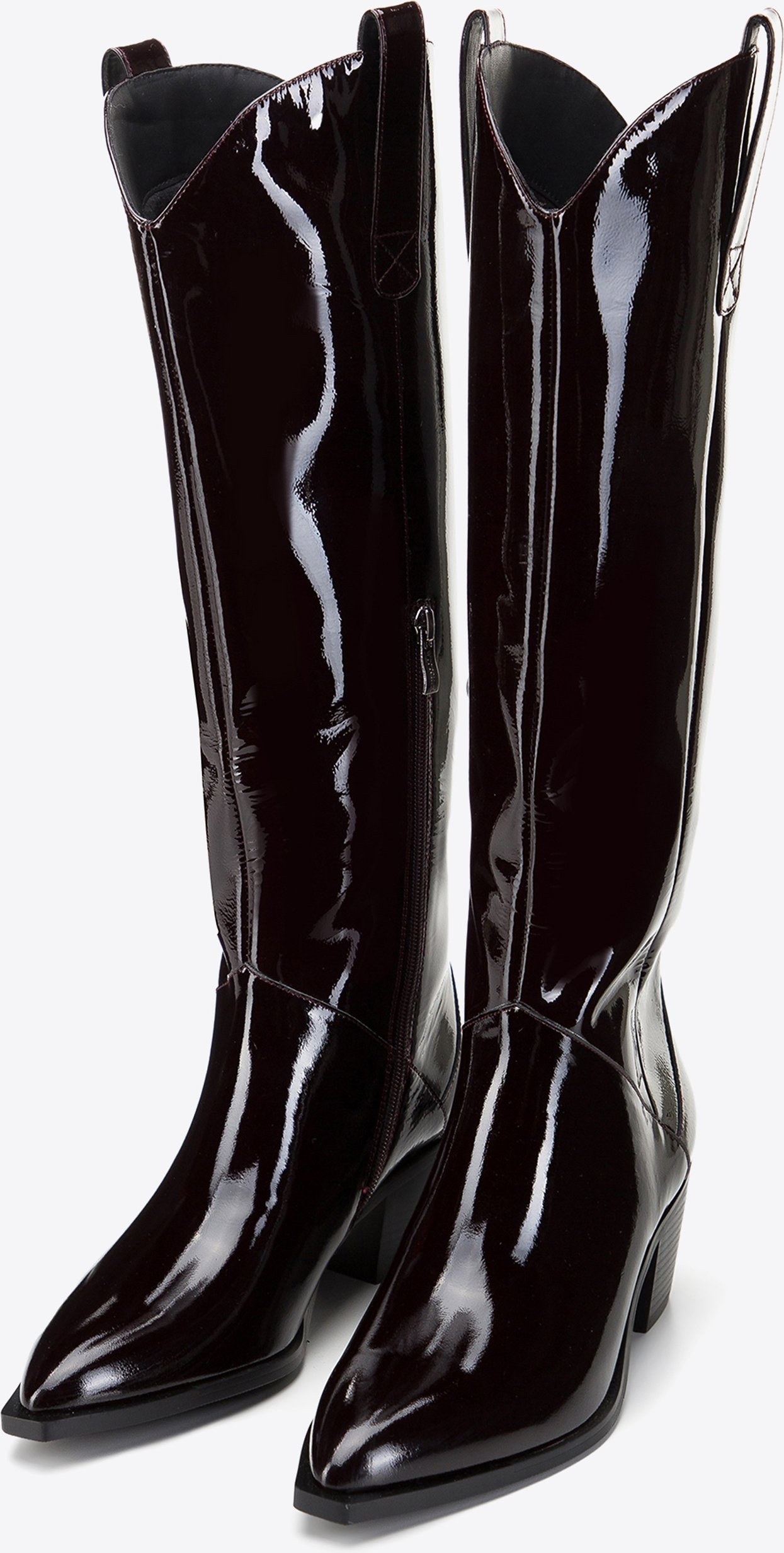 Wittchen Damen-Cowboystiefel aus Lackleder, hoch, dunkelburgunderrot