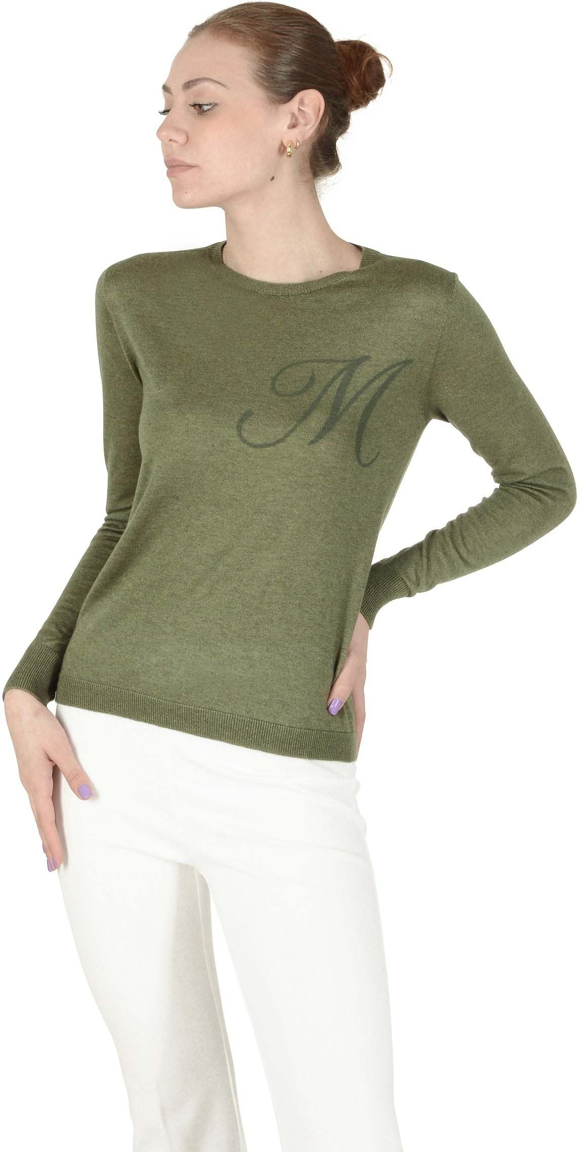 Crown Of Edinburgh Kaschmir Langarm Art 004 Grün Letter M