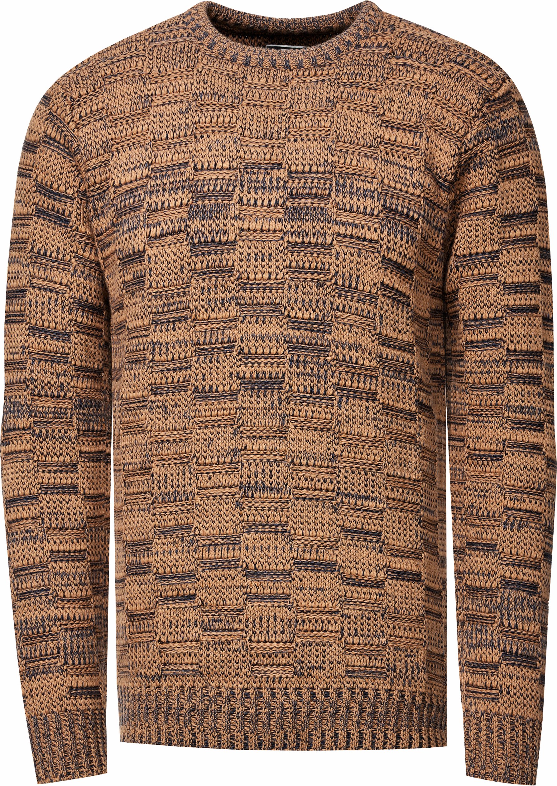 Kontrast Grobstrick Rundhals-Pullover