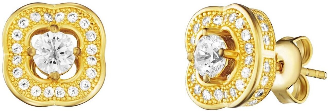 Julie Julsen Ohrstecker 925 Silber vergoldet Blüte Zirkonia weiß