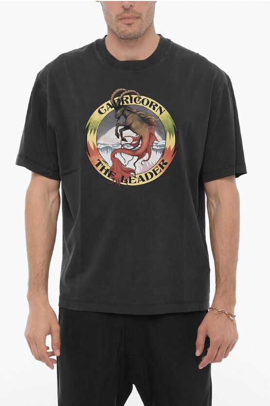 Slim Fit CAPRICORN THE LEADER Rundhals-T-Shirt in Grau