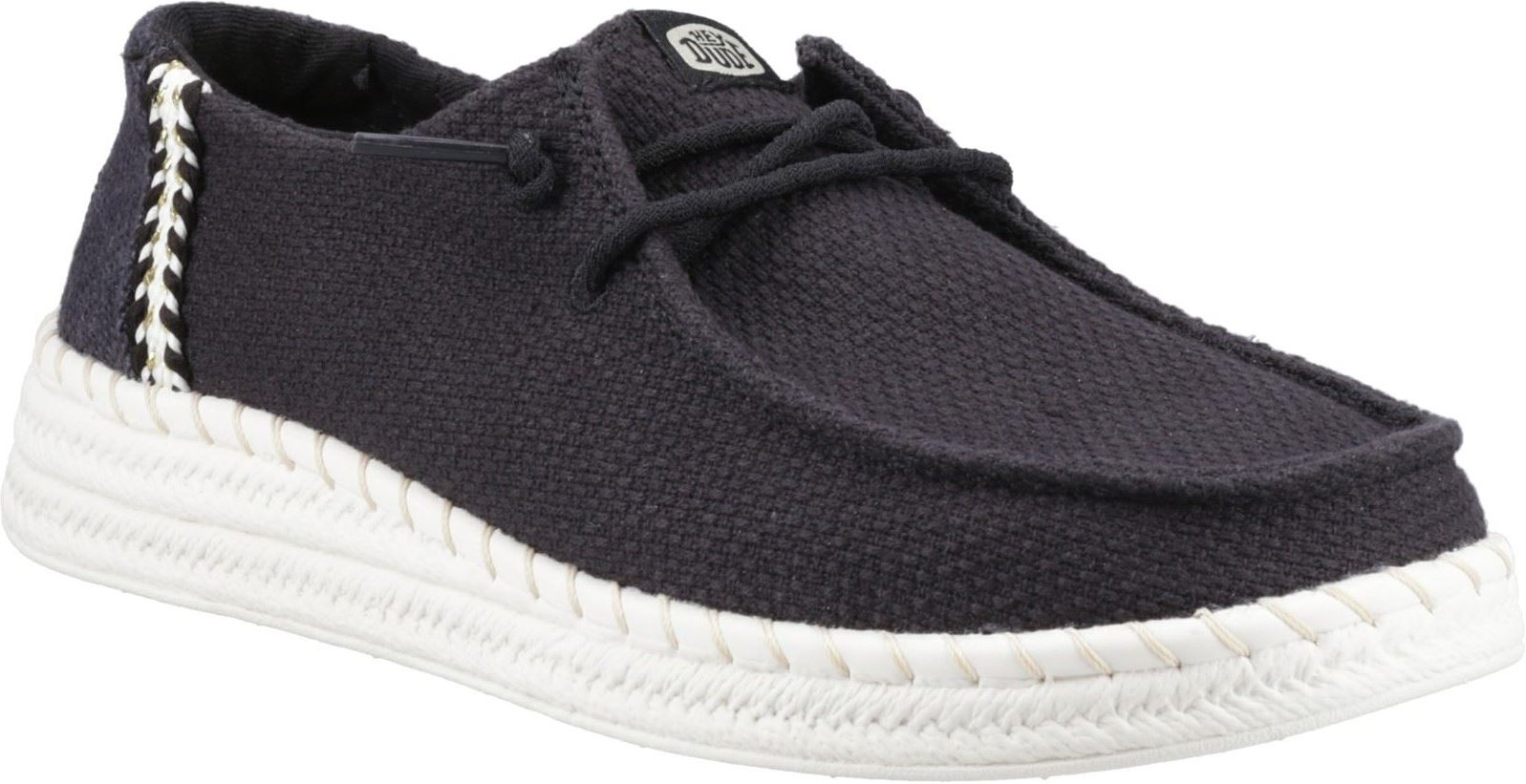 HEYDUDE Wendy Espadrille Gewebte Baumwollmischung Damen Schwarze Espadrilles
