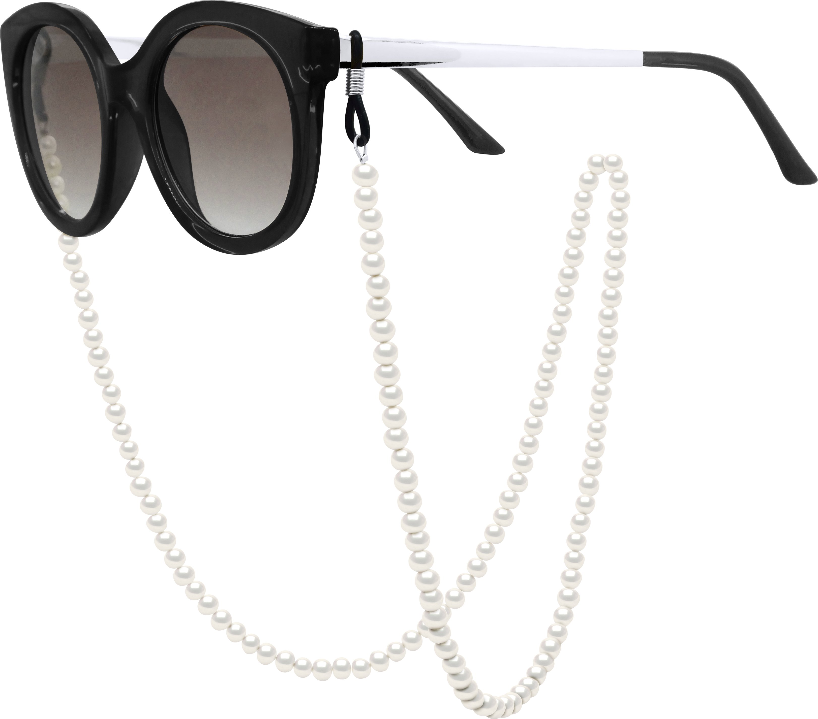 Brillenhalter aus Perlenreihe – echte Süßwasser-Zuchtperlen, halbrund, 5–6 mm