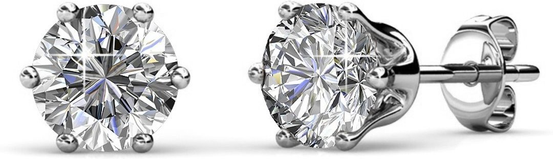 Solitär-M-Ohrringe - Silber und Kristall