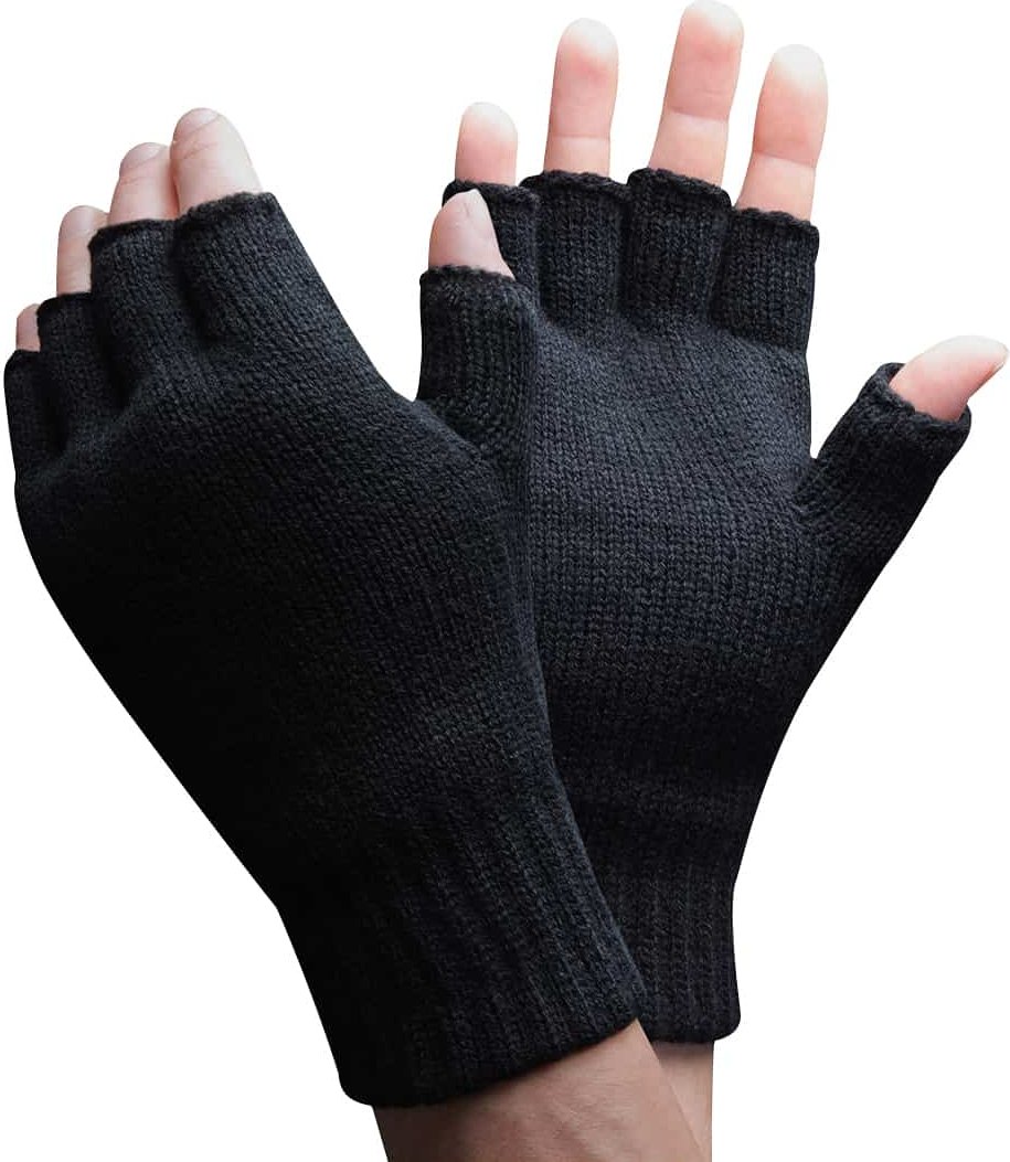Thumbnail - Herren 3M Thinsulate 40 Gramm Thermoisolierung Schwarz Fingerlose Handschuhe