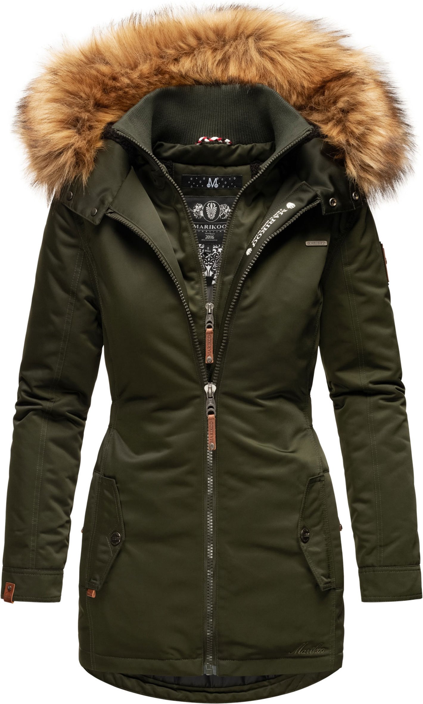 Marikoo Damen Winterjacke – Sanakoo, warm mit abnehmbarem Fellkragen