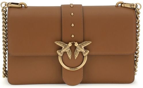 PINKO Schultertasche aus braunem Kalbsleder Bos Taurus