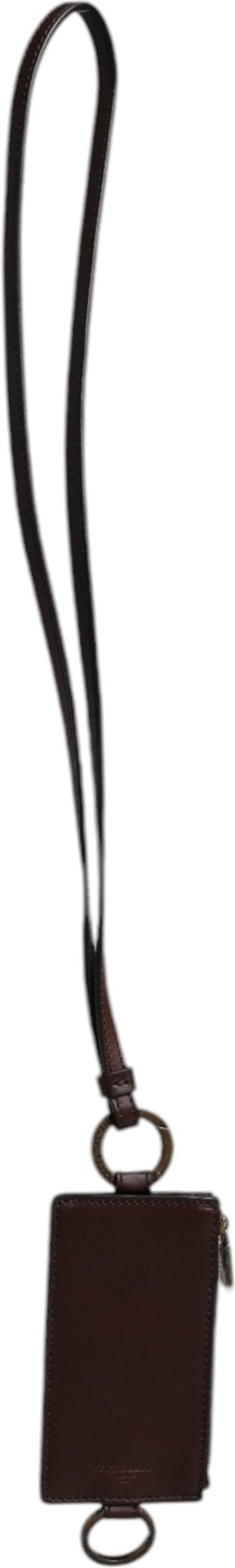 Brauner Kalbsleder-Lanyard-Logokartenhalter Geldbeutel