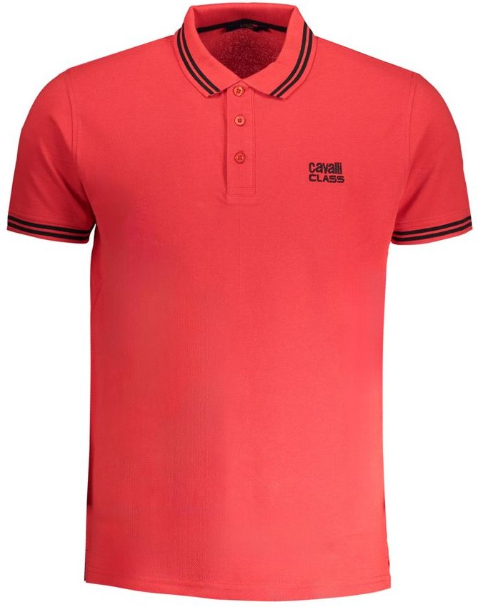 Cavalli Class Rotes Baumwoll-Herrenpoloshirt