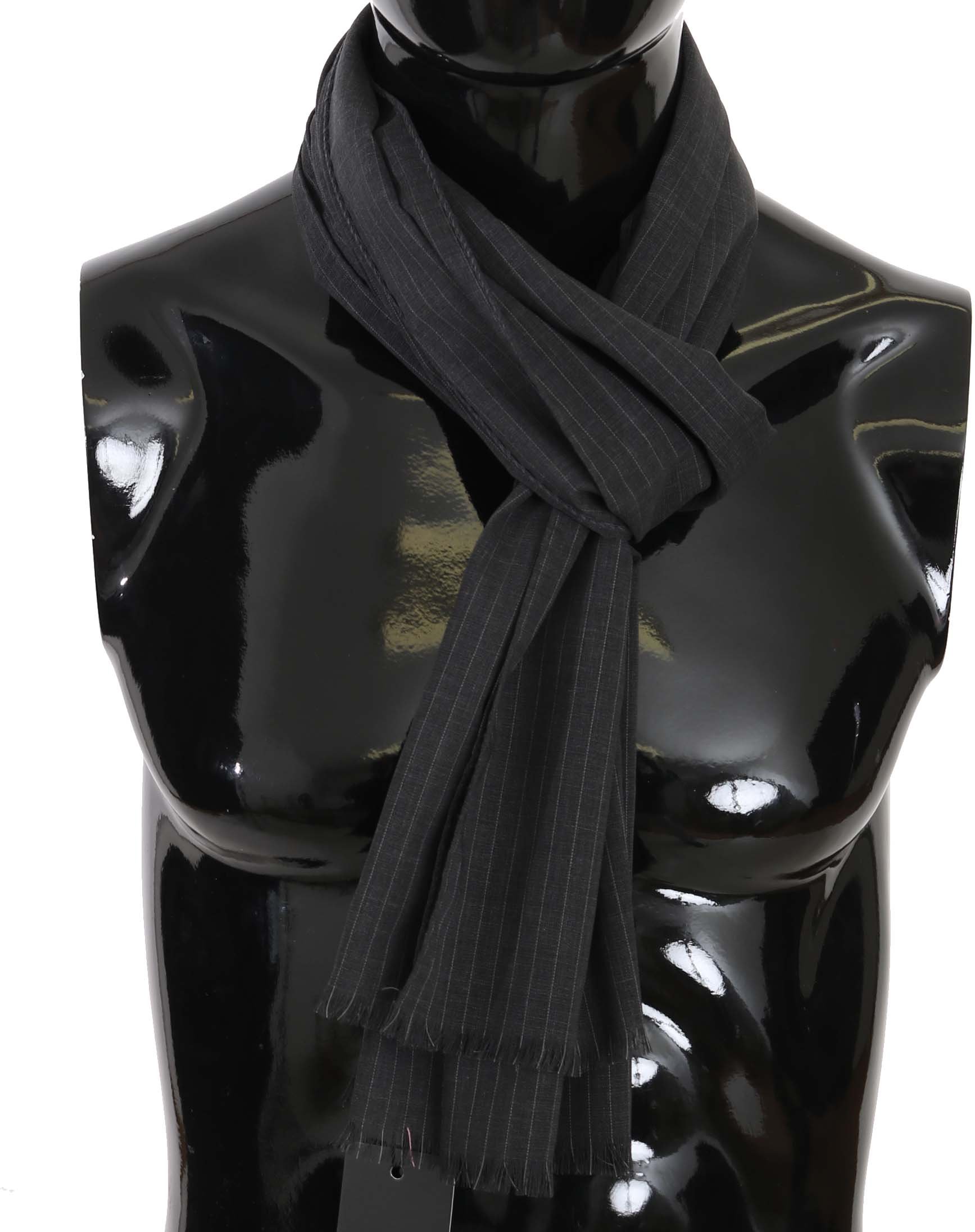 Dolce & Gabbana Herrenschal grau 100% Wolle gestreift Muster Wrap Schal