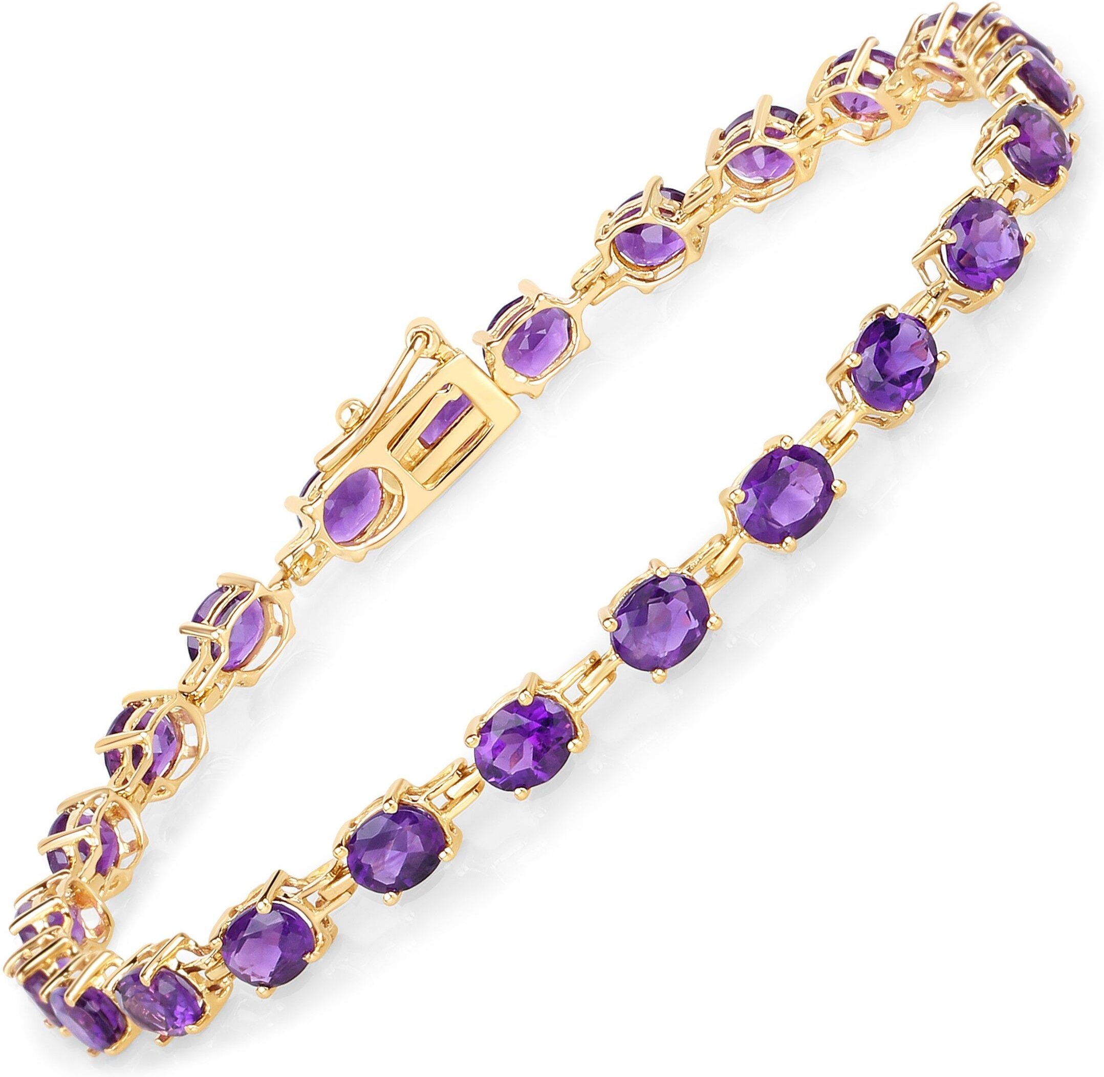 Vira Jewels Armband 925-Sterling Silber vergoldet Glänzend Amethyst lila