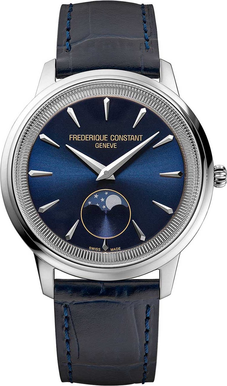 Frédérique Constant Moneta Moonphase Blau Unisex Armbanduhr FC-206N3S6