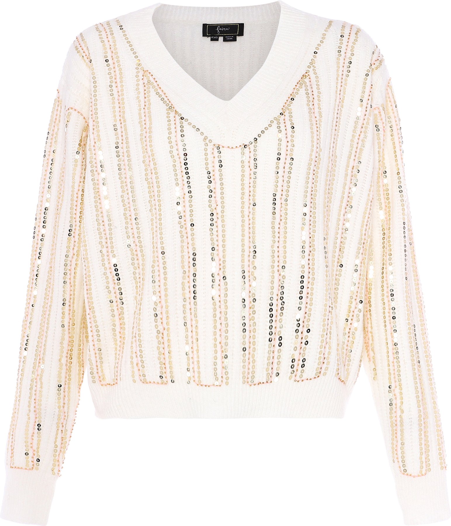 Thumbnail - Faina Strickpullover mit Pailletten Damen Wollweiß