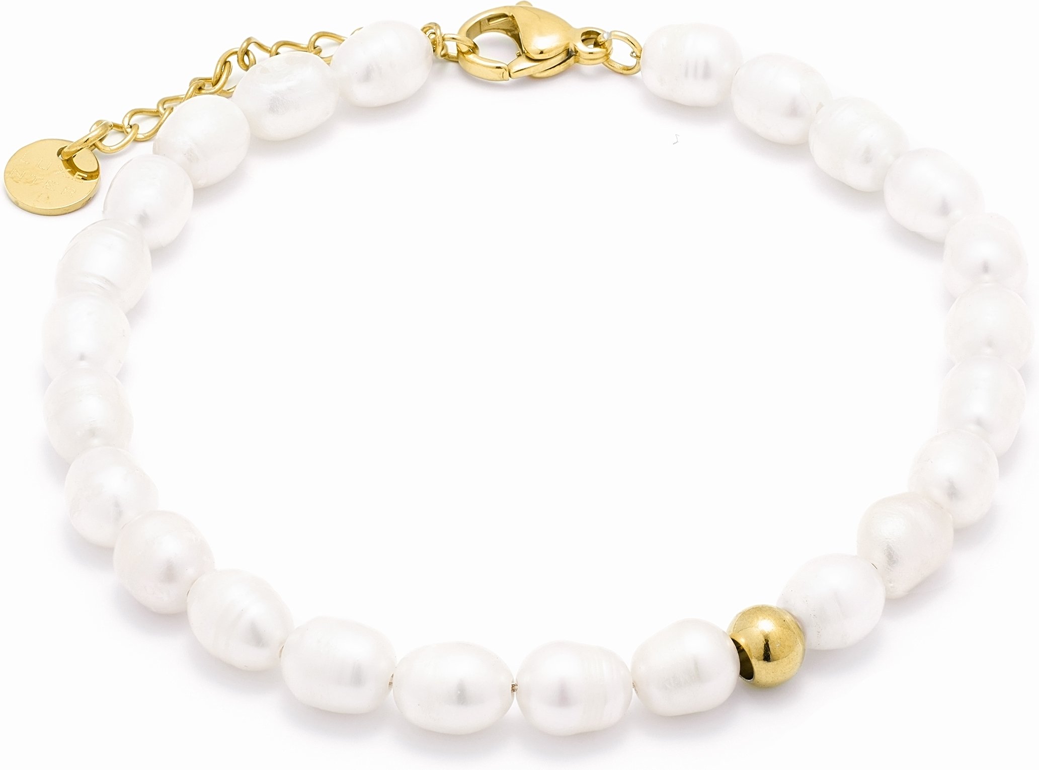 Luxenter Weißes Perlenarmband aus 18K Gelbgold - Unwe