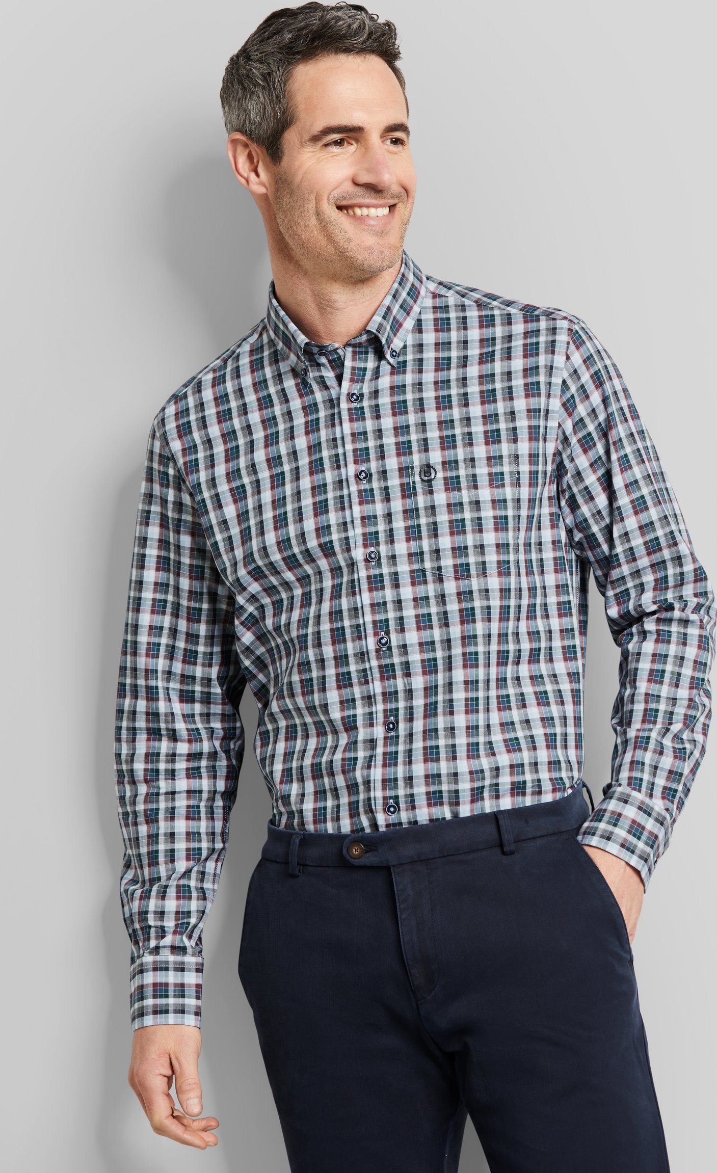 Bugatti Herren Karriertes Hemd mit Button-Down-Kragen