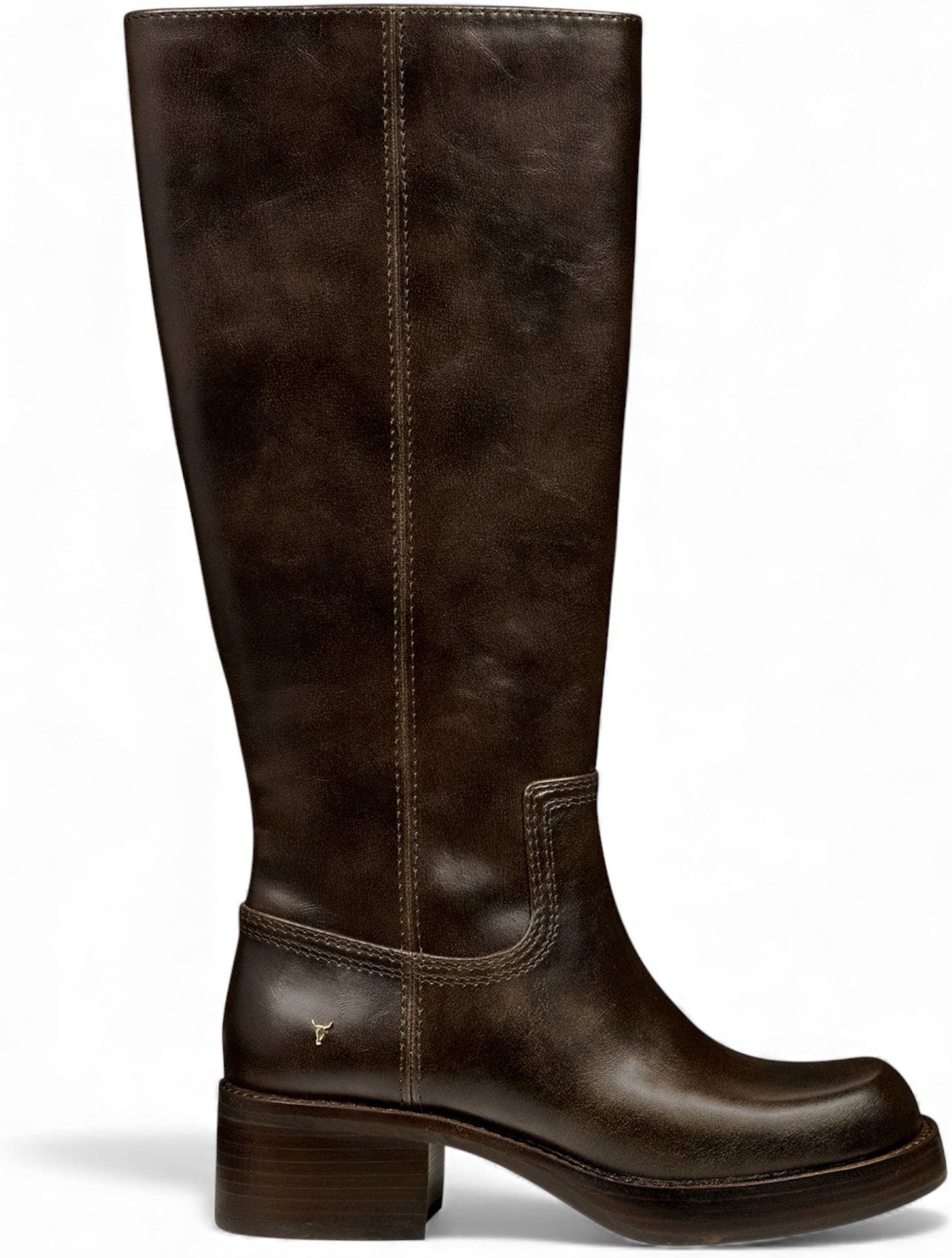 Windsorsmith Damen-Reitstiefel aus espressobraunem Kunstleder, kniehoch - Technik