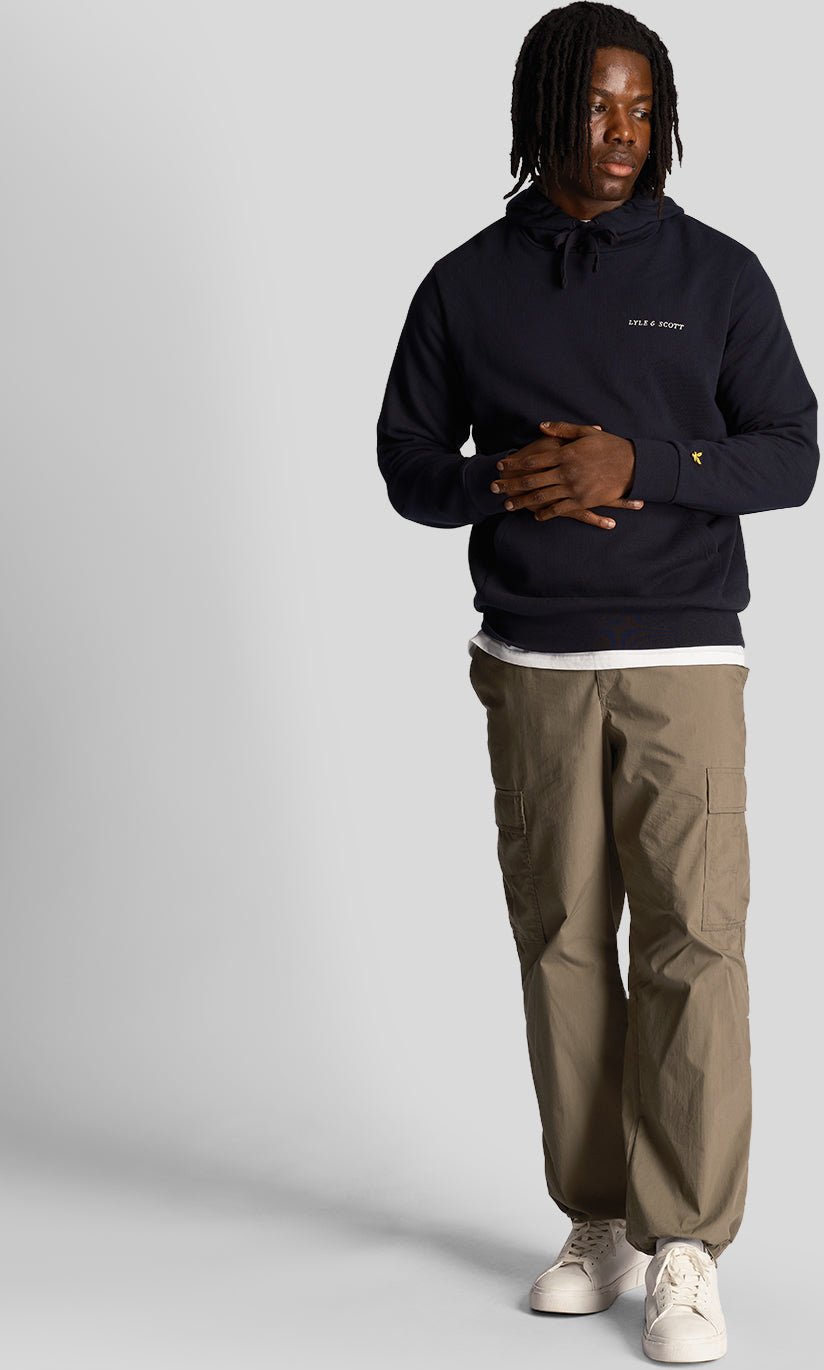 Lyle & Scott Herren-Hoodie mit Loopback-Stickerei in Marineblau