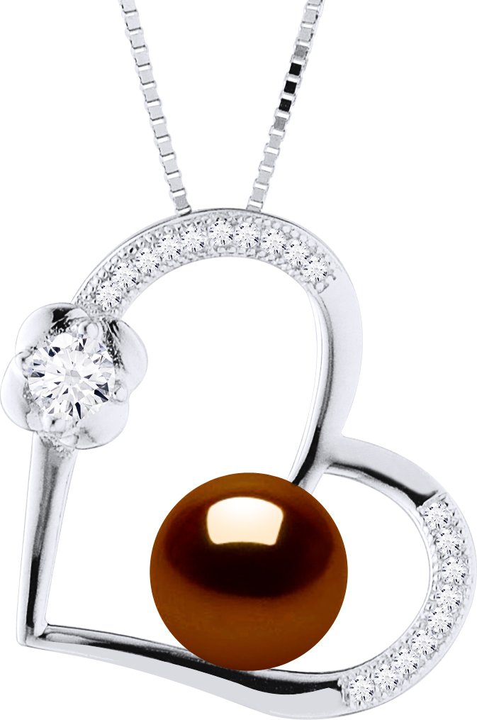 LOVE Halskette Süßwasserperle 8-9mm Chocolate 925