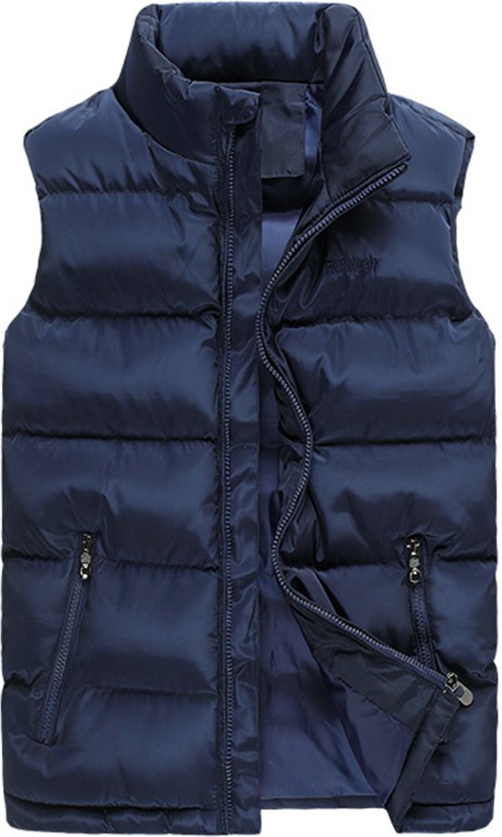 Herren Einfarbig Casual Stehkragen Gepolsterte Westen Blau