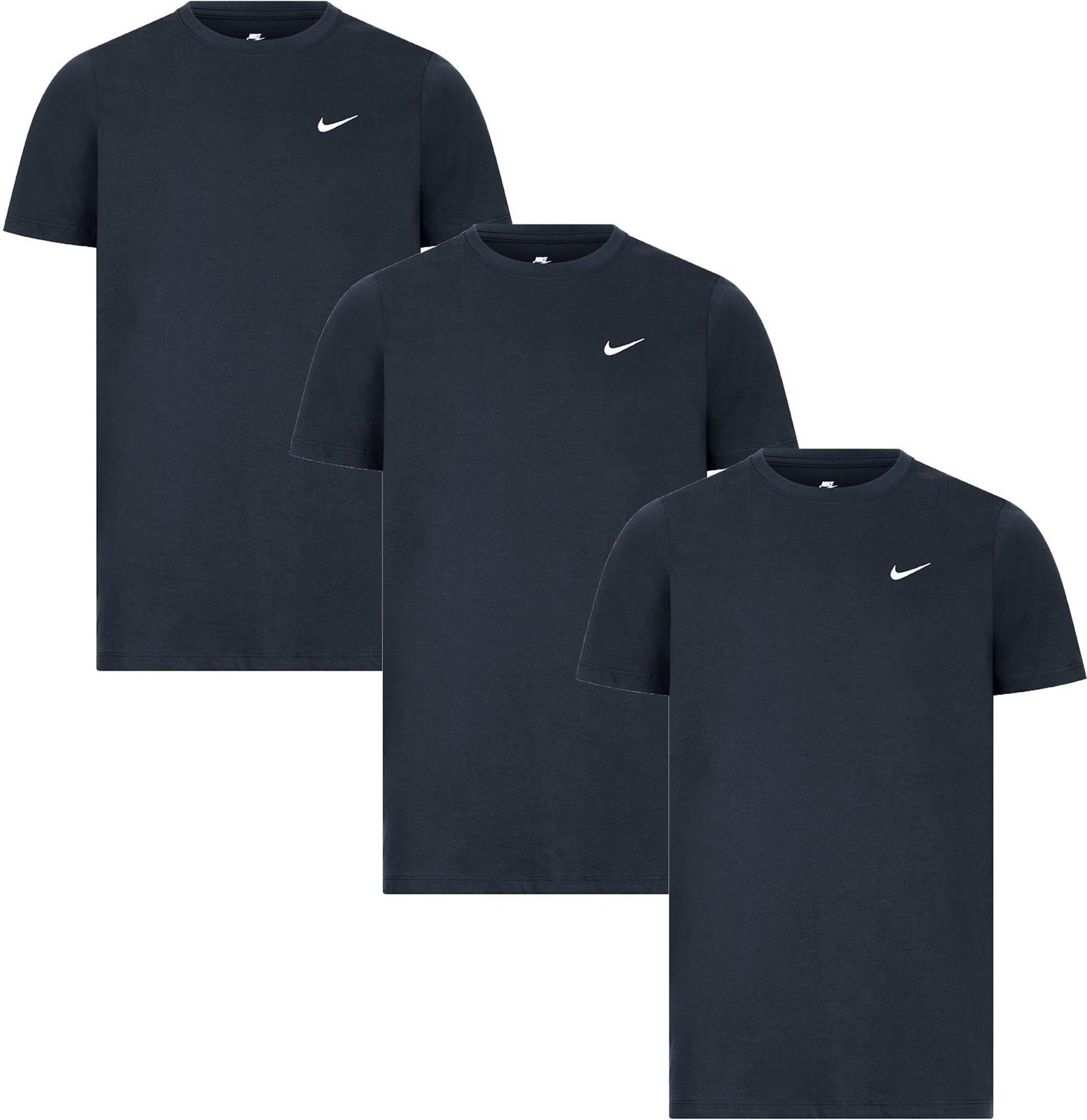 3er-Pack Nike T-Shirts mit Rundhalsausschnitt und gesticktem Swoosh in Marineblau