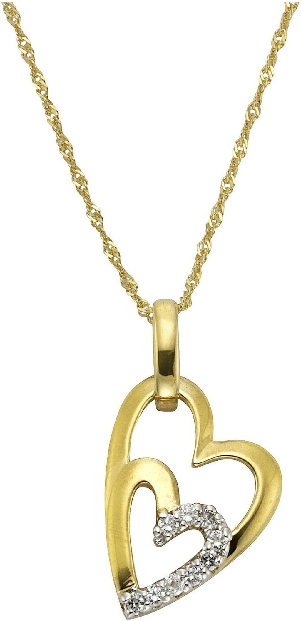 Celesta Gold Halskette 375/- Gelbgold 2farbig Zirkonia Herz