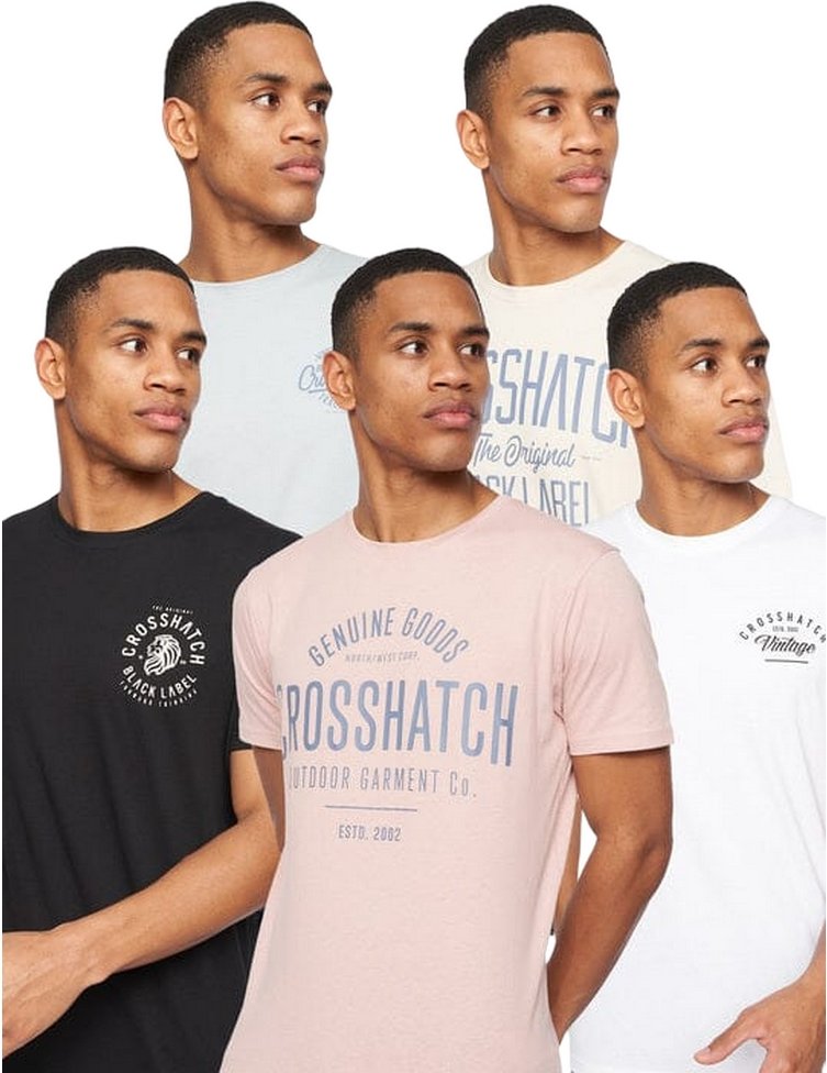 Crosshatch - "Fermal" T-Shirt für Herren(5er-Pack) (Bunt)