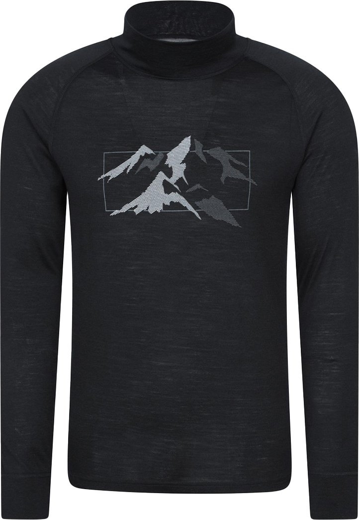 Mountain Warehouse - "Quest" Thermo-Top für Herren/Damen Unisex, Merinowolle, Langärmlig (Schwarz)