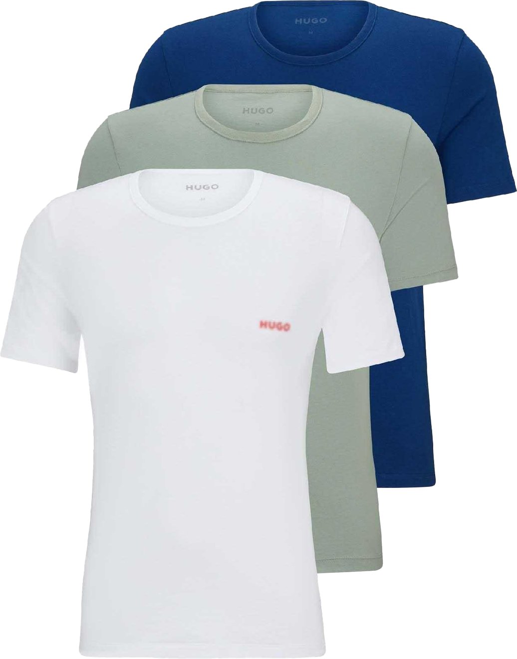 Hugo - T-Shirt für Herren (3er-Pack) (Weiß/Grün/Dunkles Marineblau)