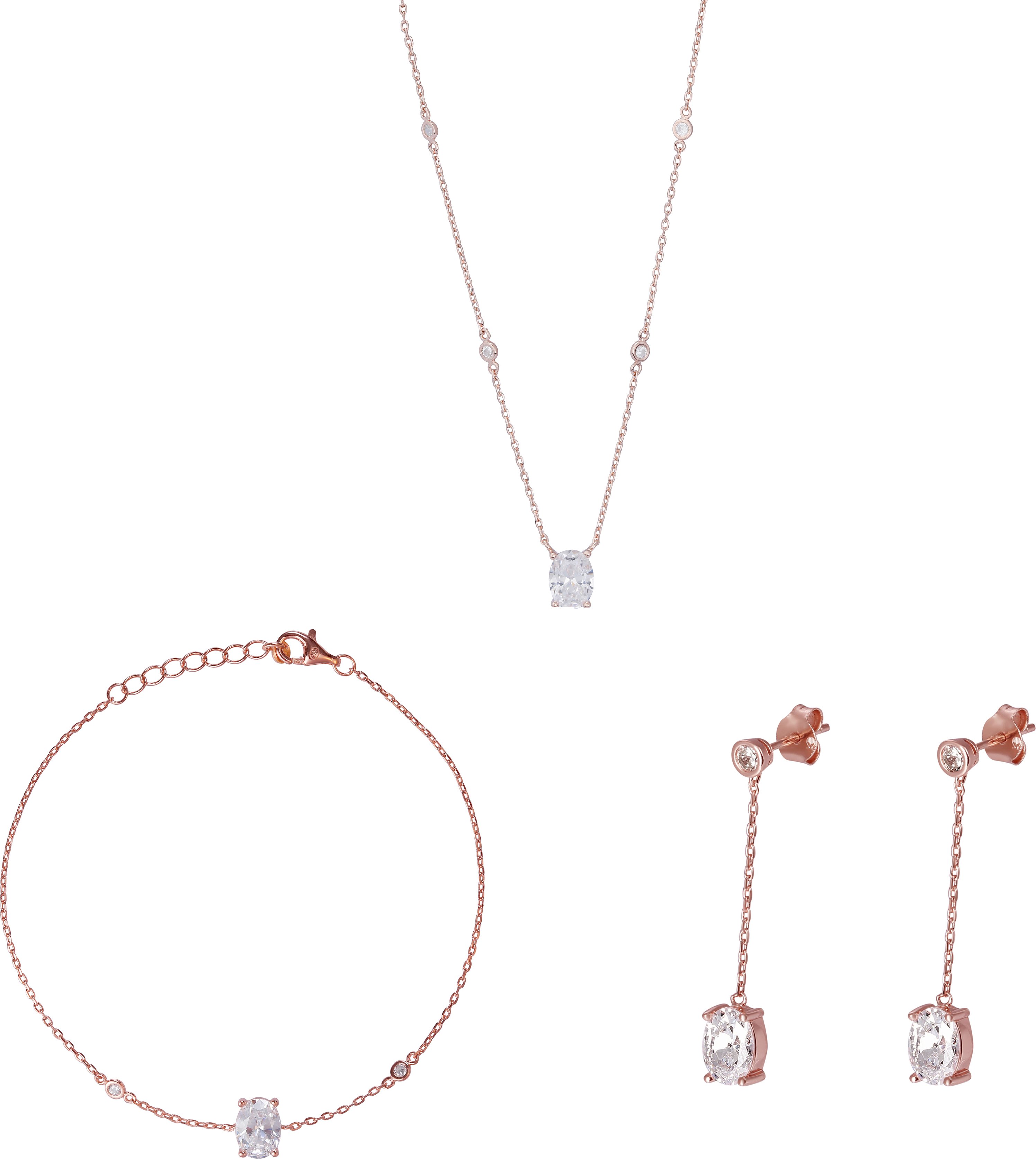 Orphelia 'Elodie' Damen-Set aus 925er Sterlingsilber: Kette + Armband + Ohrringe – Rosé SET-7419