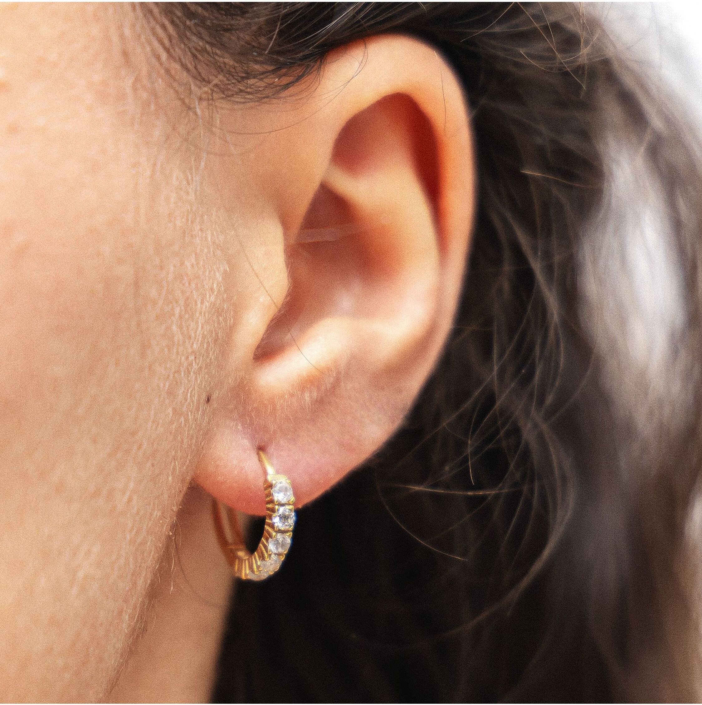 Thumbnail - Dkeniz Creolen 925/- Sterling Silber vergoldet Halbkranz