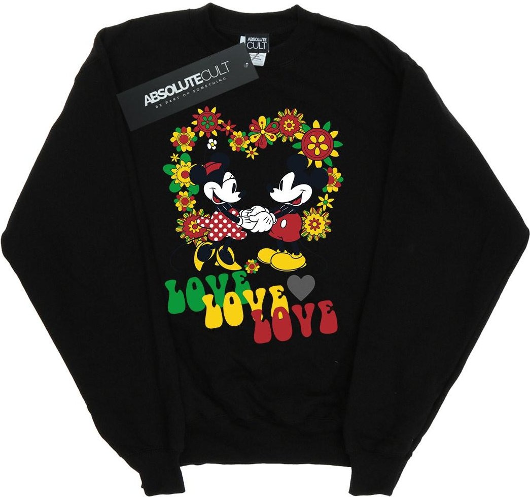 Disney - "Mickey And Minnie Mouse Hippie Love" Sweatshirt für Damen (Schwarz)