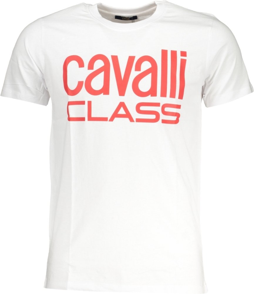 Cavalli Class Bold Red Logo Weißes T-Shirt