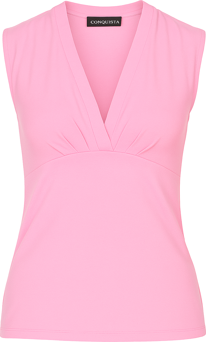 Ärmelloses Jersey-Top mit V-Ausschnitt in Rose – Stretchstoff