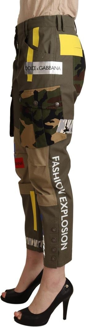 Dolce & Gabbana Damen Grüne Militär Cargo-Hose Baumwollhose