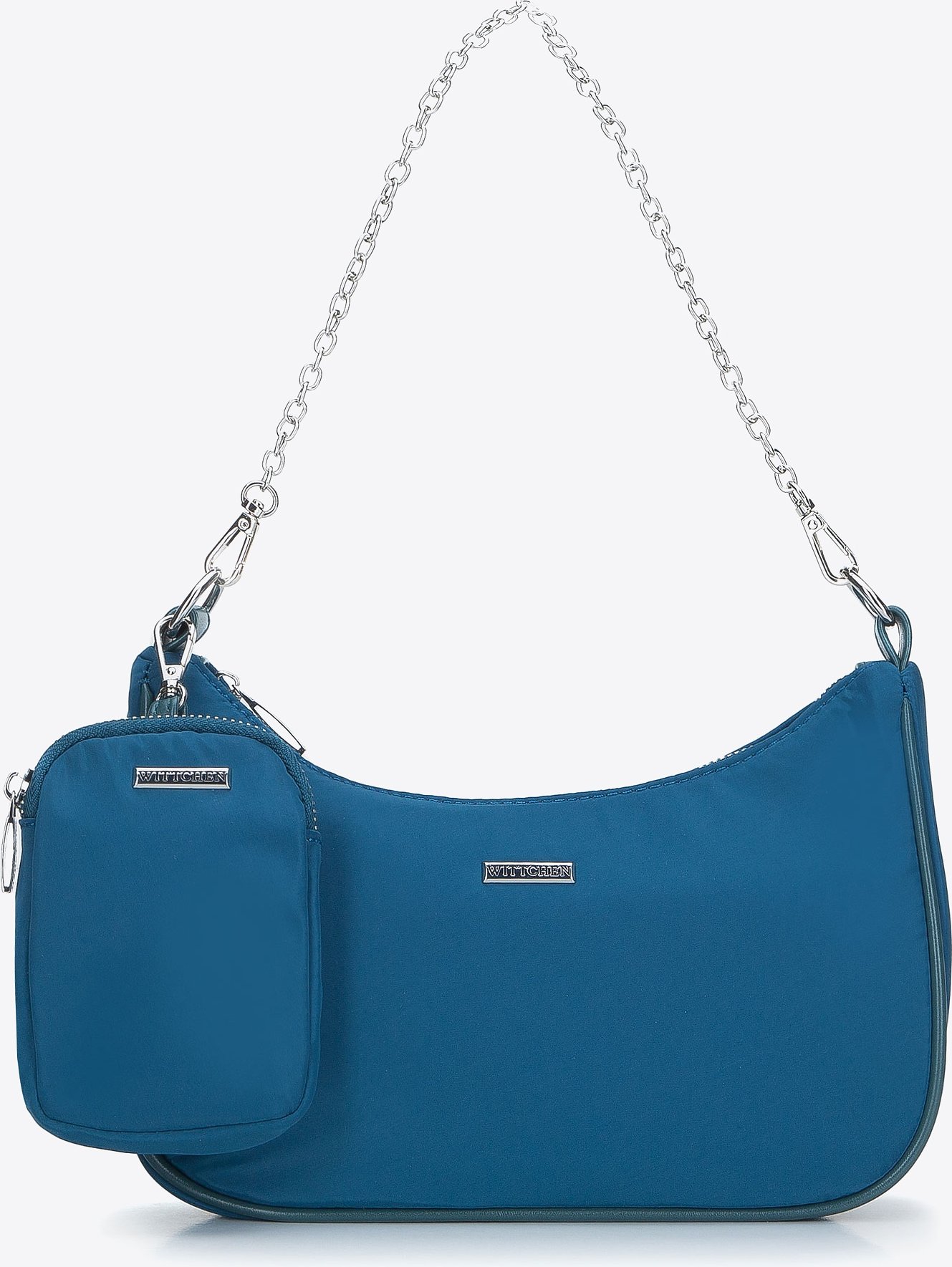 Wittchen Damen-Croissanttasche mit Stoffbeutel, türkis, Polyester