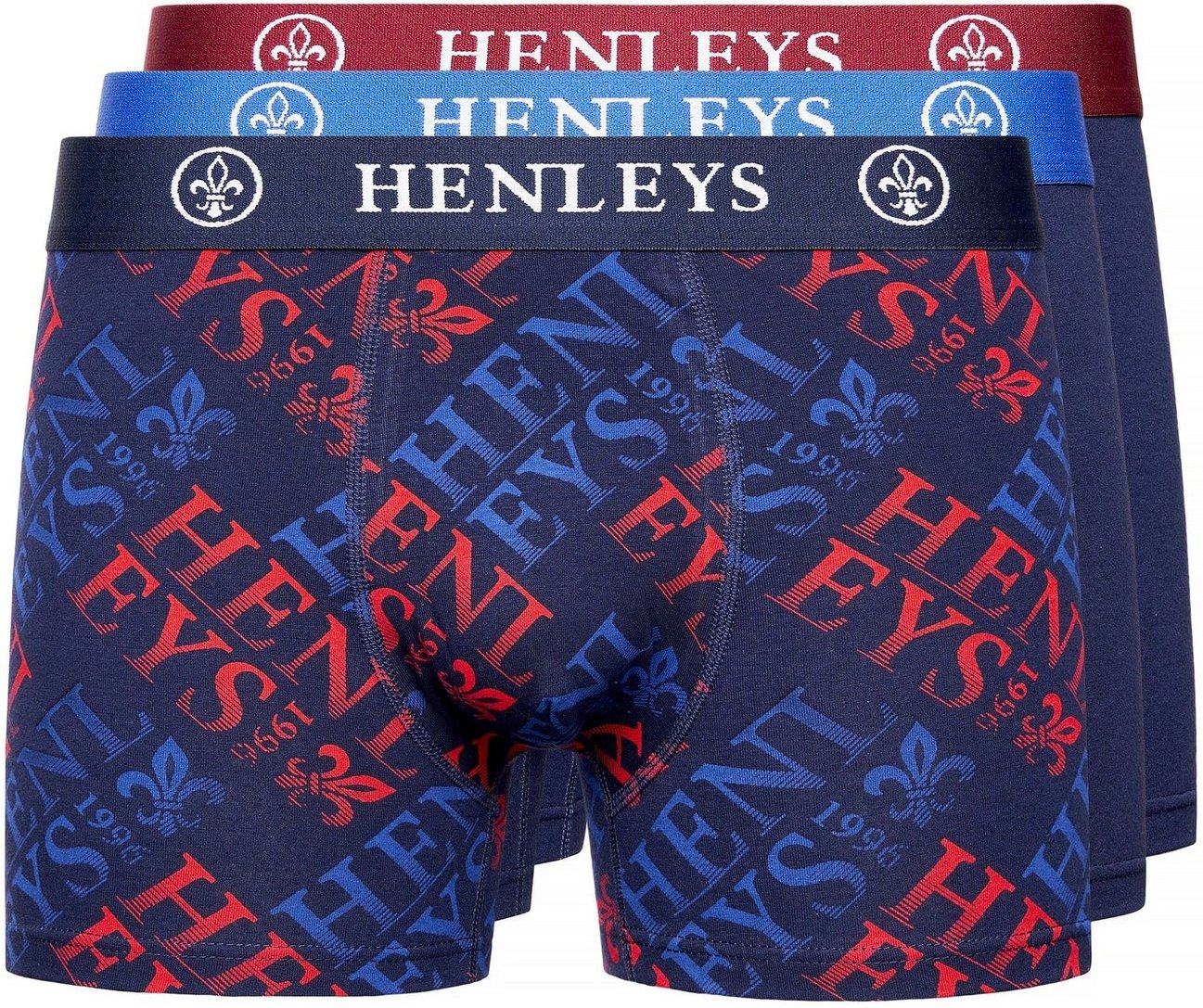 Henleys - "Rutlers" Boxershorts für Herren(3er-Pack) (Bunt)