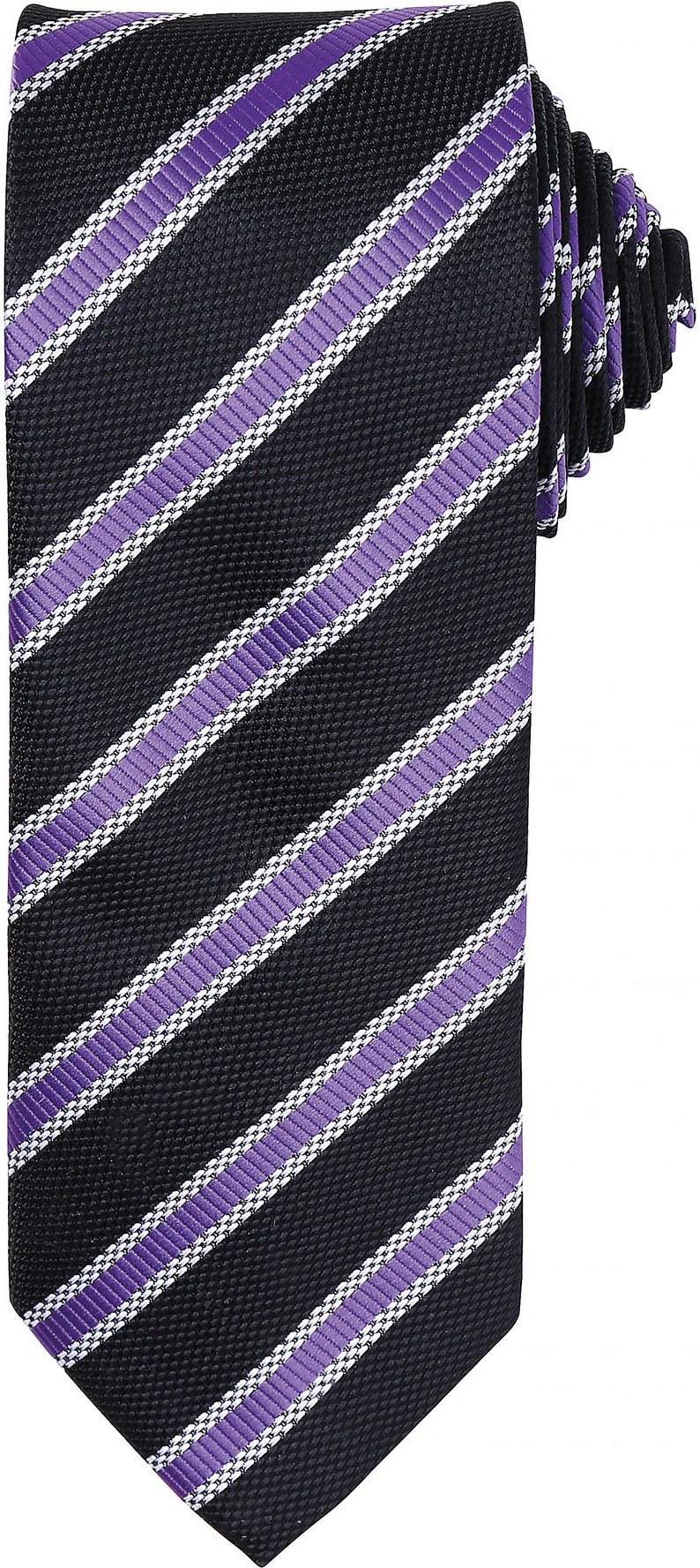 Thumbnail - Premier Mens Waffle Stripe Formal Business Tie (2er-Pack) (Schwarz/Rich Violet)