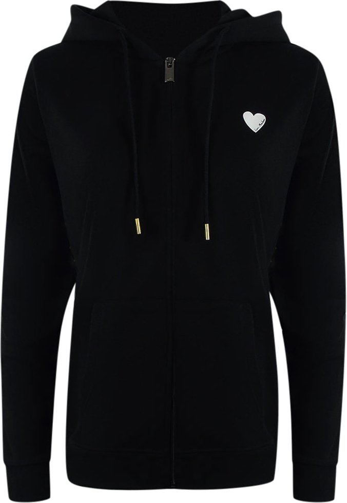 Love Moschino Kapuzenpullover Mit Kleinem Weißen Herzlogo, Schwarz, Mit Reißverschluss