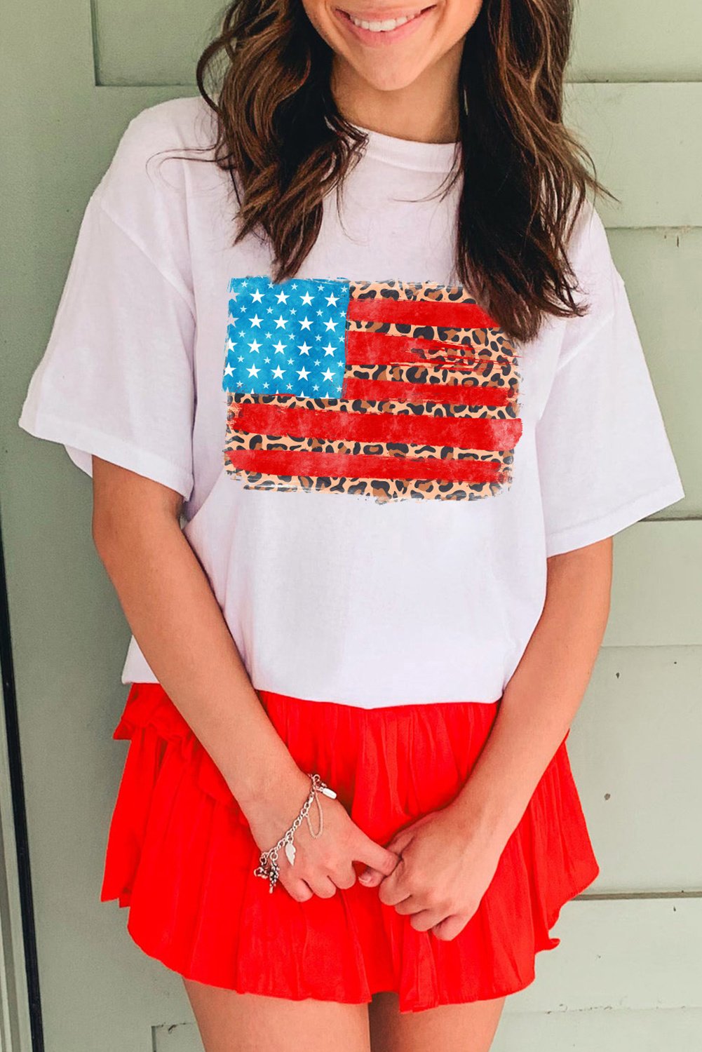 Grafisches Flaggen Kurzarm-T-Shirt