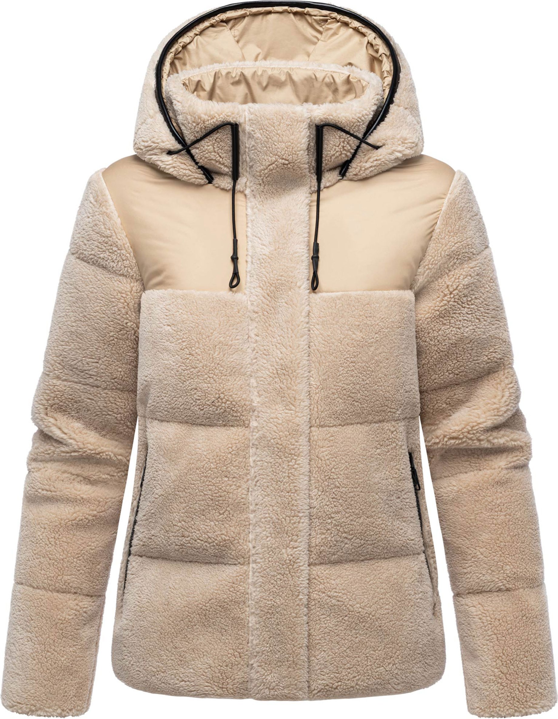 Marikoo Damen Teddy Puffer Jacke mit Kapuze & Reißverschluss – Kaguraa