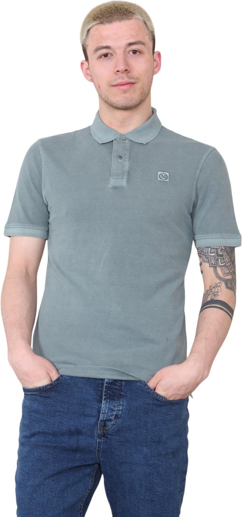 M&S Herren SS Poloshirt in Hellgrau
