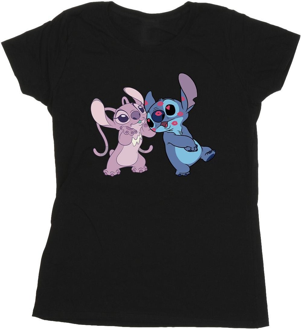 Disney - "Lilo & Stitch Kisses" T-Shirt für Damen (Schwarz)