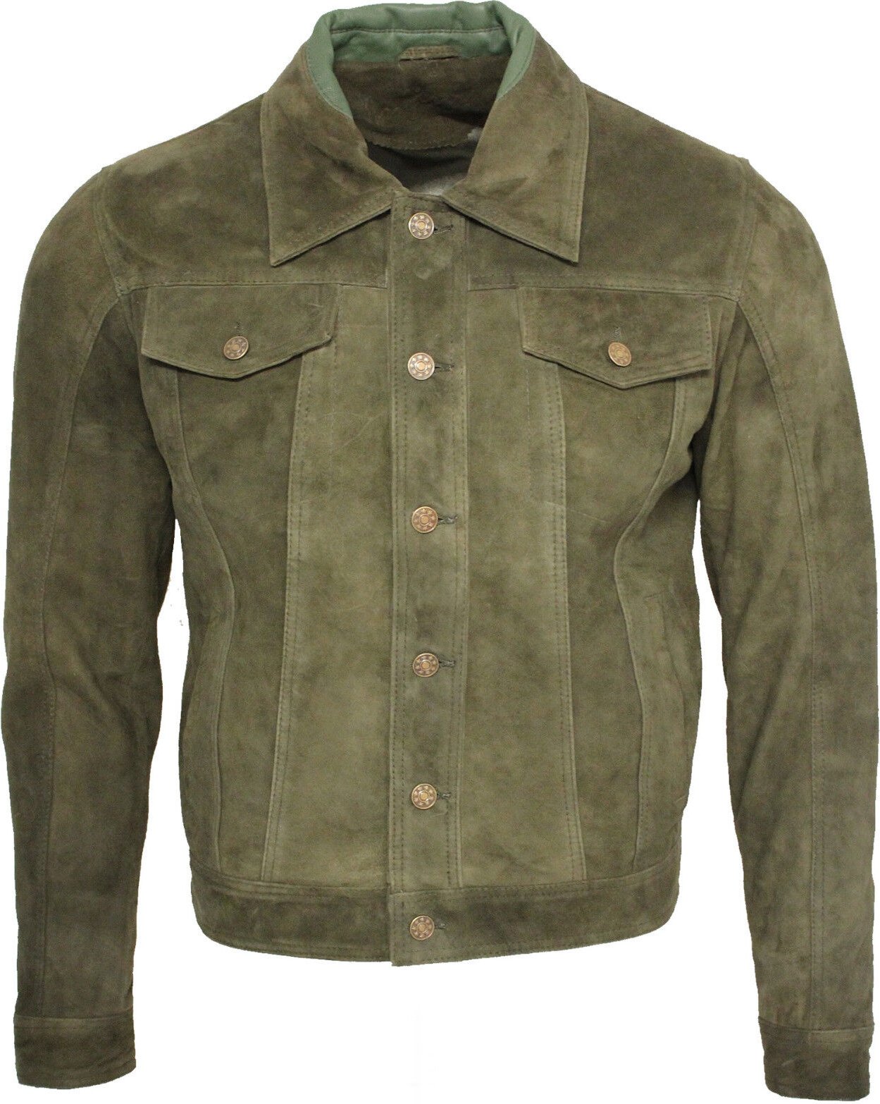 Trucker-Jeansjacke aus Ziegenwildleder