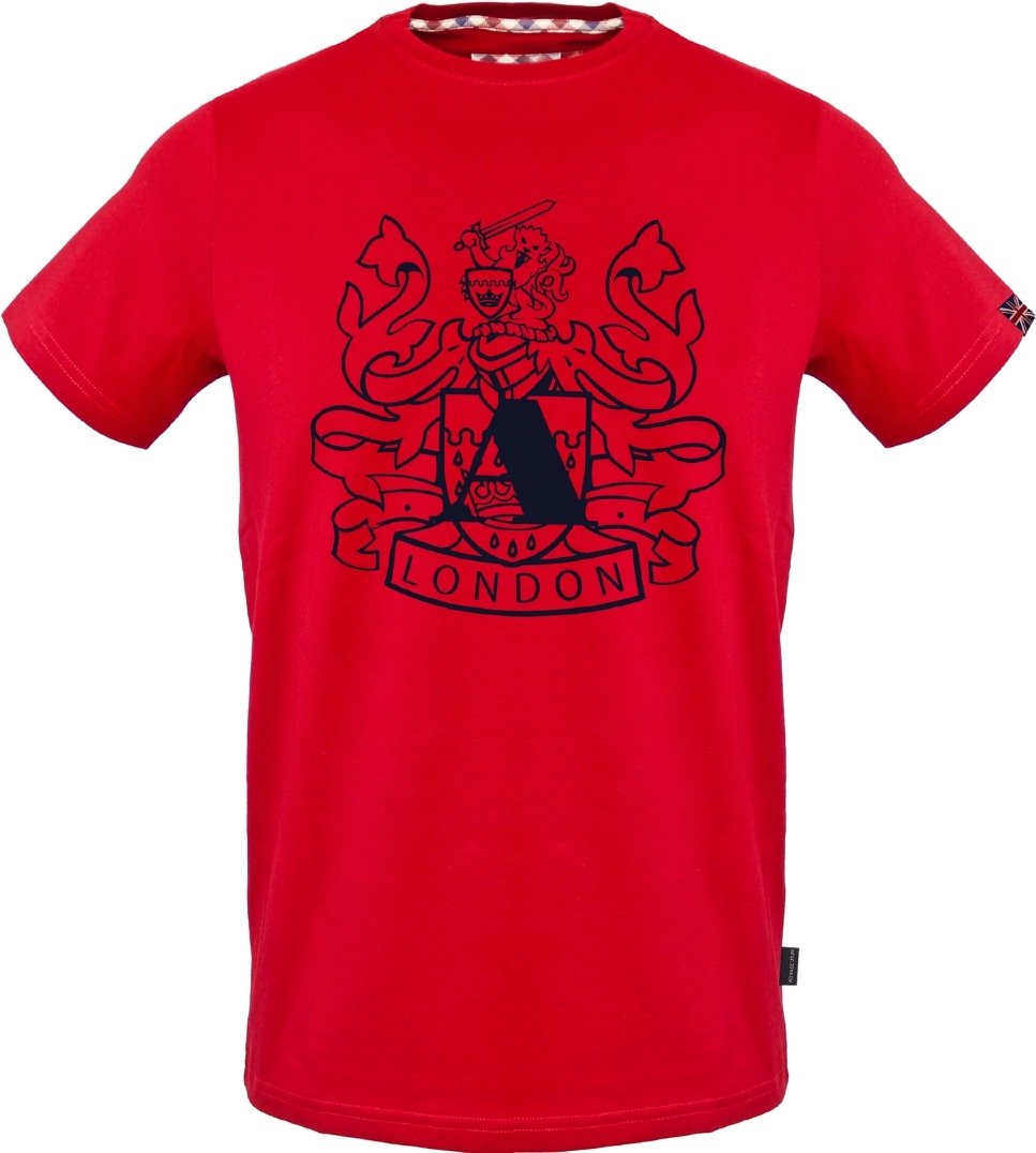 Aquascutum grosses Schild Aldis Logo rotes T-Shirt